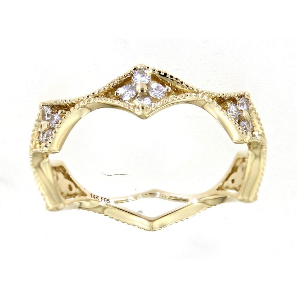 Real Diamond Rhombus Style Fancy Ring Yellow Gold